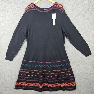 NEW Roman Women's Black Sweater Dress Size 20 Aztec Geometric Knit 2 in 1 NWT